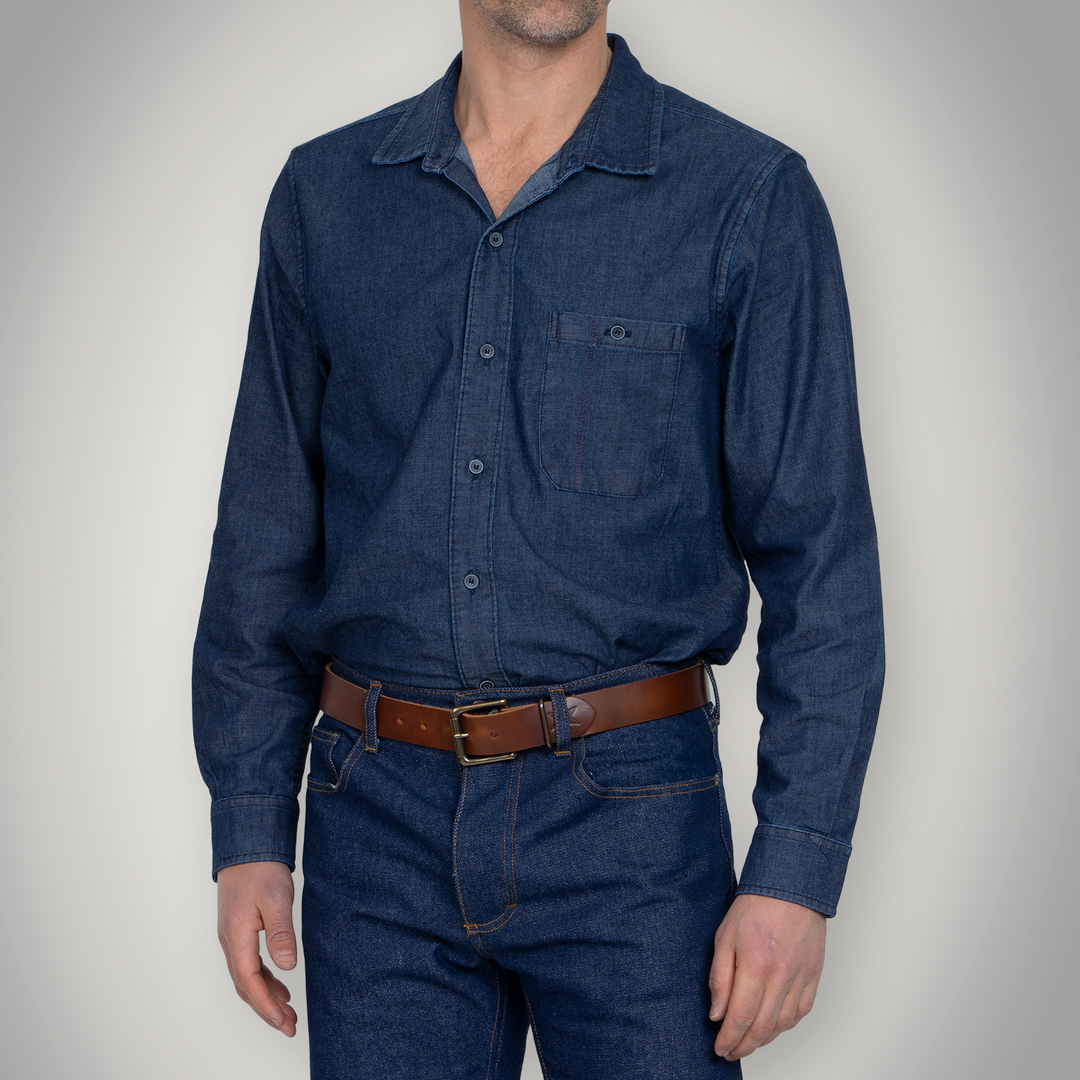 Fitted Chambray Button Up - Dark Wash