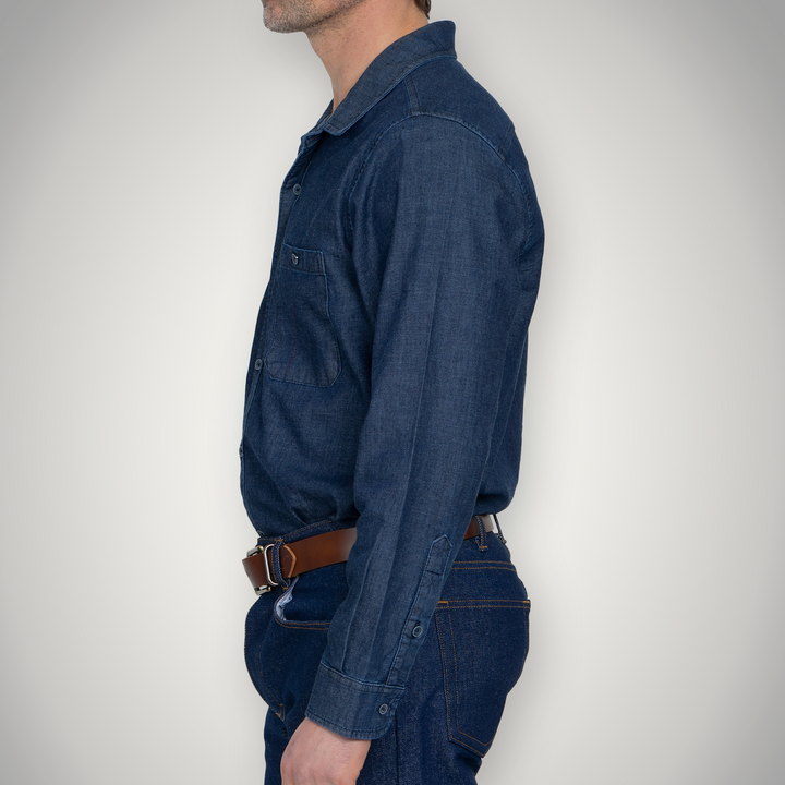 Fitted Chambray Button Up - Dark Wash