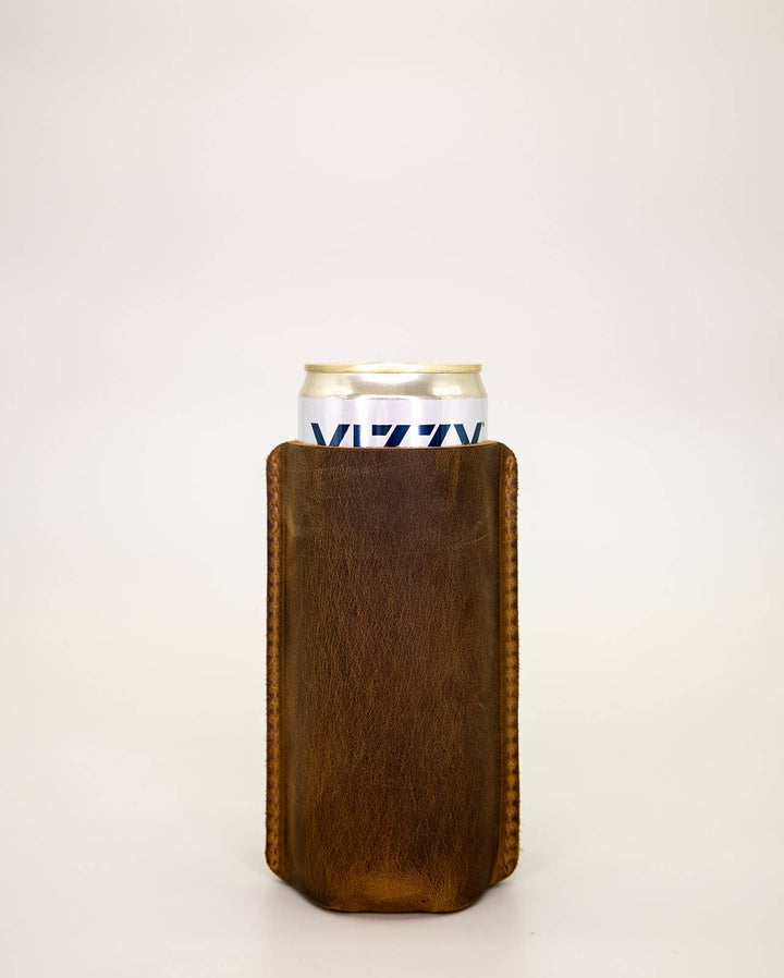 Leather Sewn Can Cooler