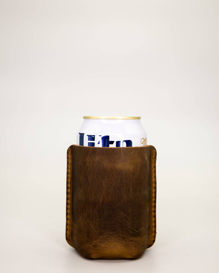 Leather Sewn Can Cooler