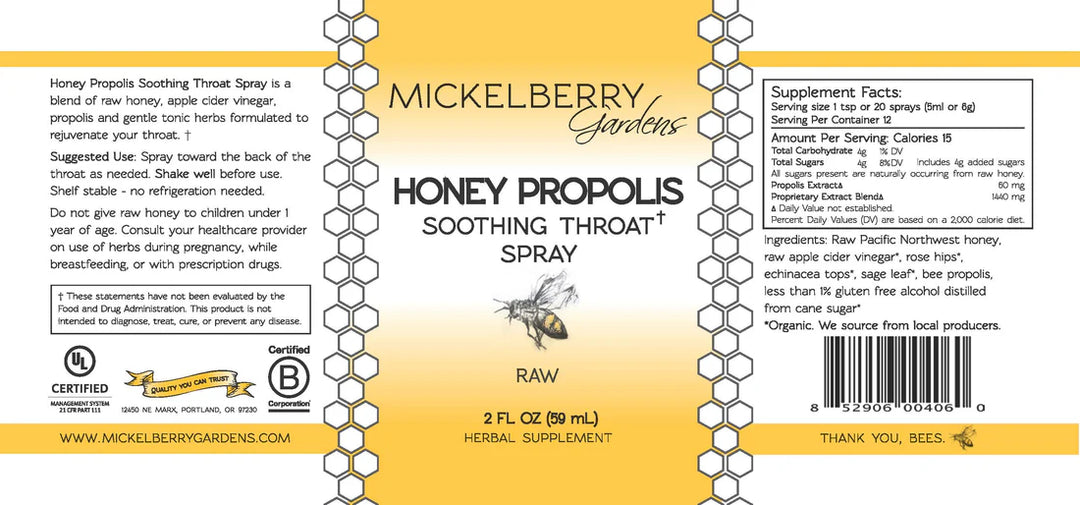 Honey Propolis Throat Spray (2oz)