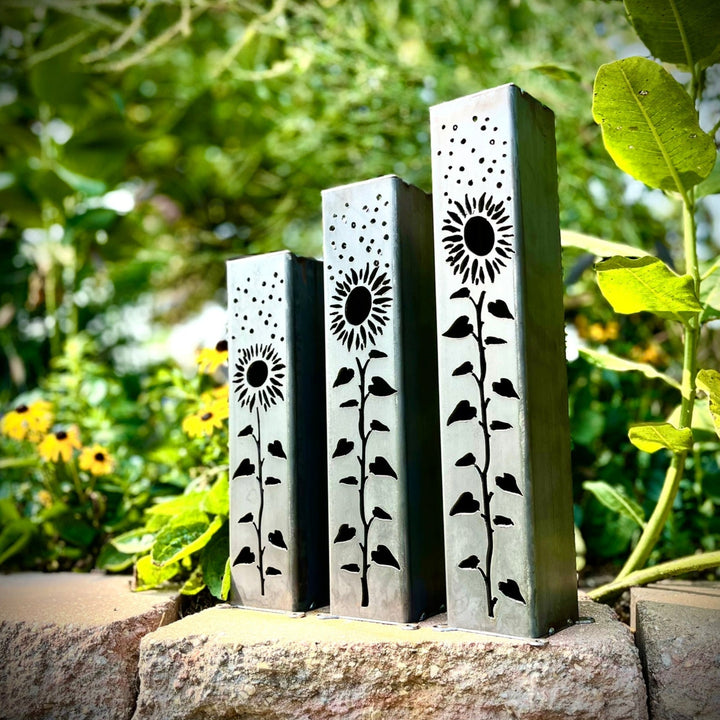 Sunflowers Under the Stars Luminary Pillar w/ Solar Cap | 12-inch, 14-inch, 16-inch